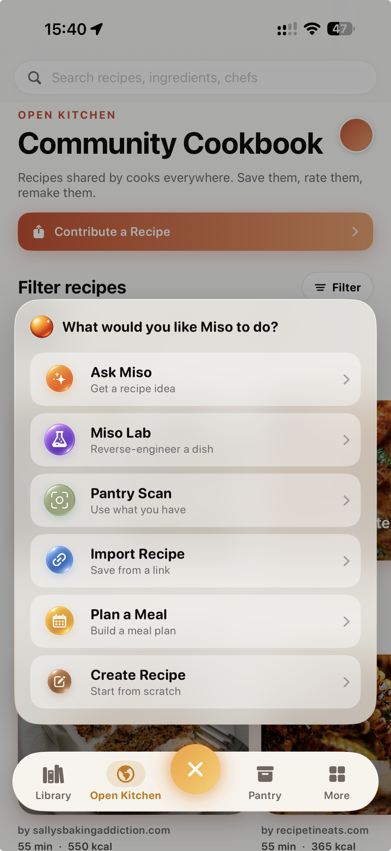 Miso menu with Pantry Scan